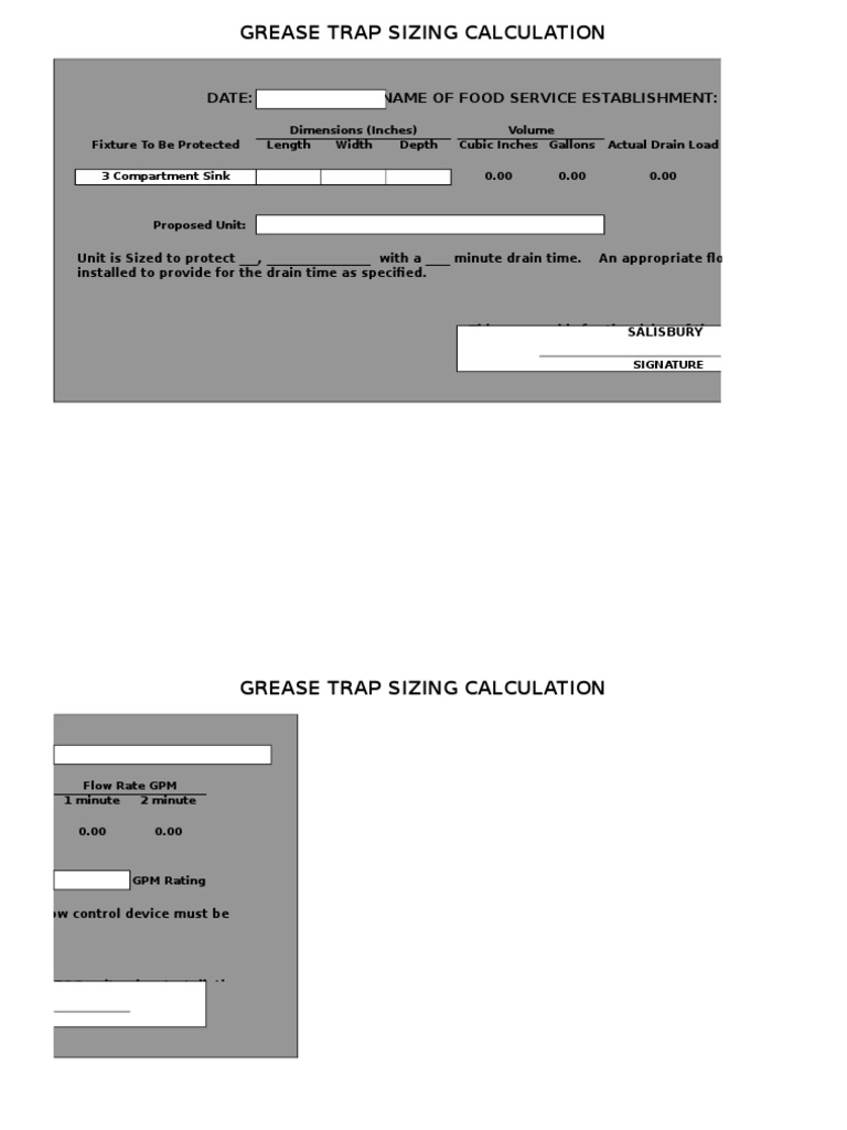 Grease Trap Calculator 03 PDF Gallon Nature
