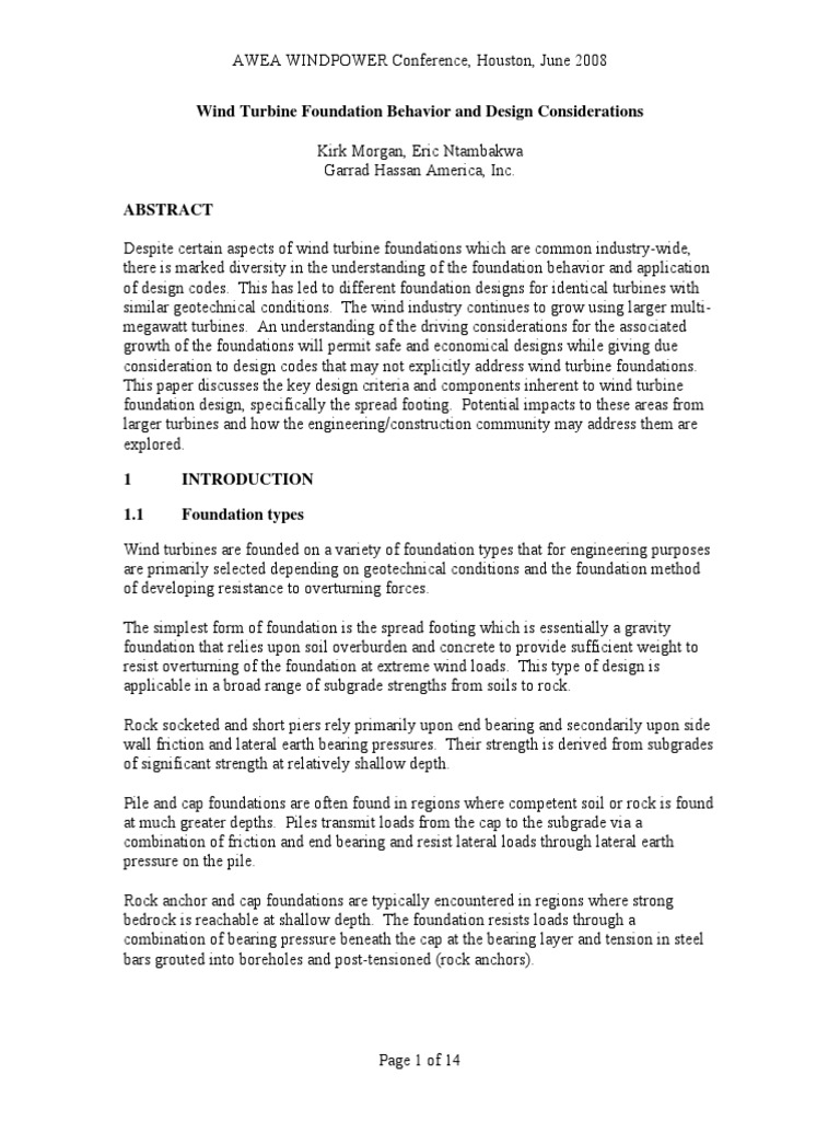 Wind Turbine Foundation Behavior and Design | PDF | Geotechnical ...