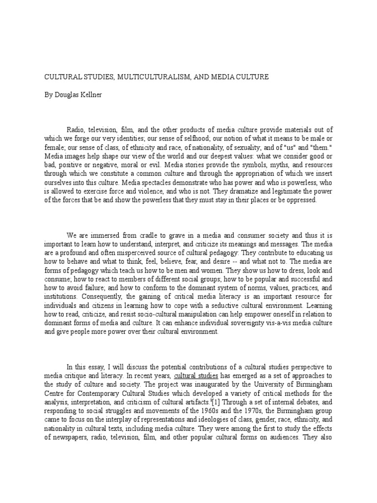 Cultural Studies, Multiculturalism, and Media Culture PDF Cultural