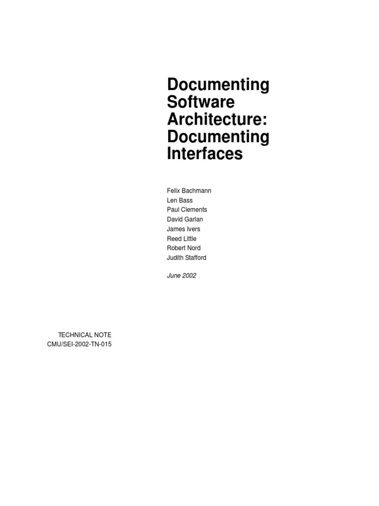 Documenting Software Architecture Documenting Interfaces PDF