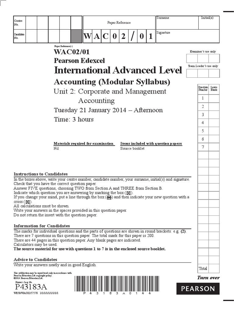 WAC02 01 Que 20140121 | PDF | Internal Rate Of Return | Test (Assessment)