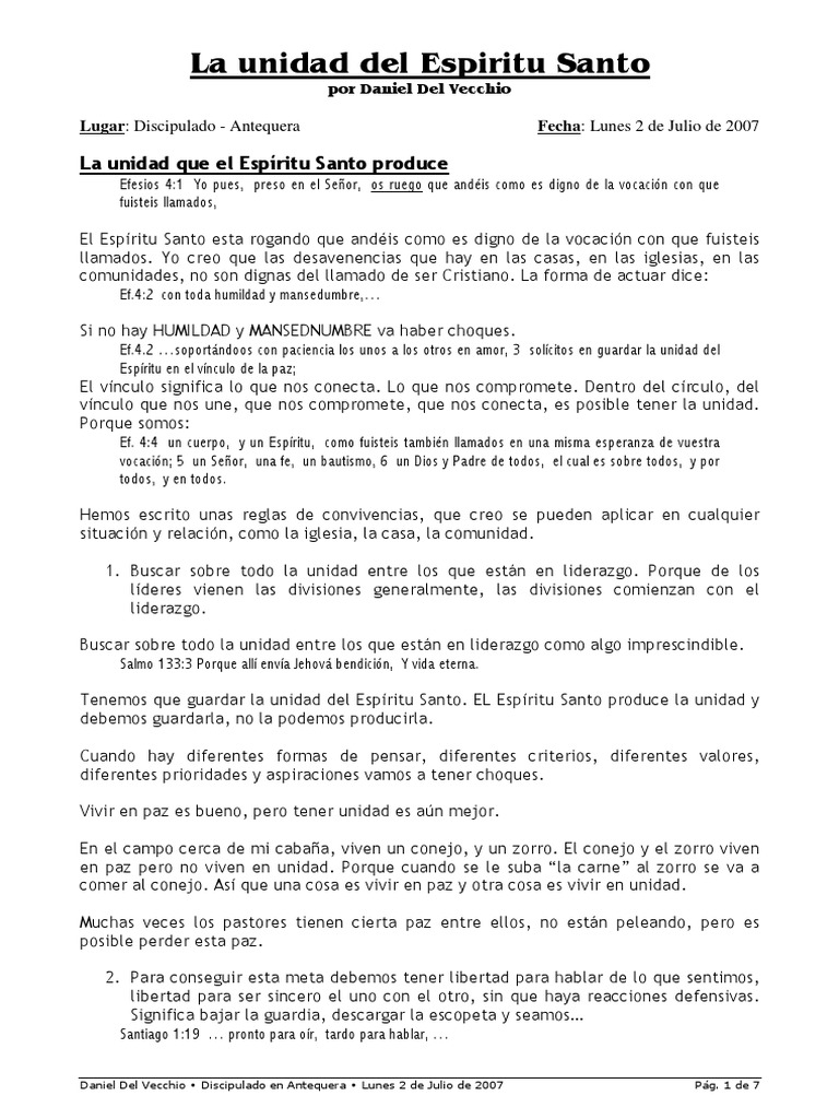 Unidad del Espíritu Santo en la Iglesia | PDF | Cristo (título) | Dios