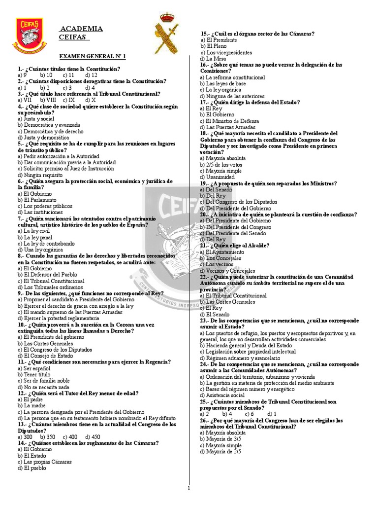 Test General 1 GC Guardia Civil PDF