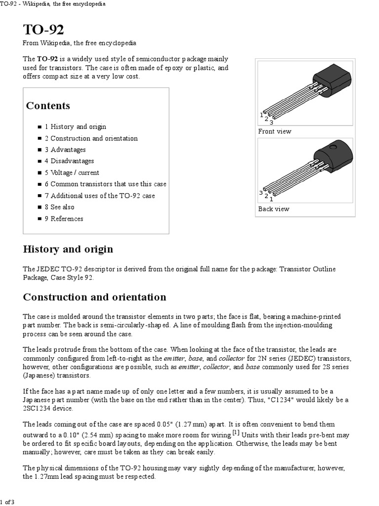 To-92 - Transistor Info | PDF | Electronics | Electronic Engineering