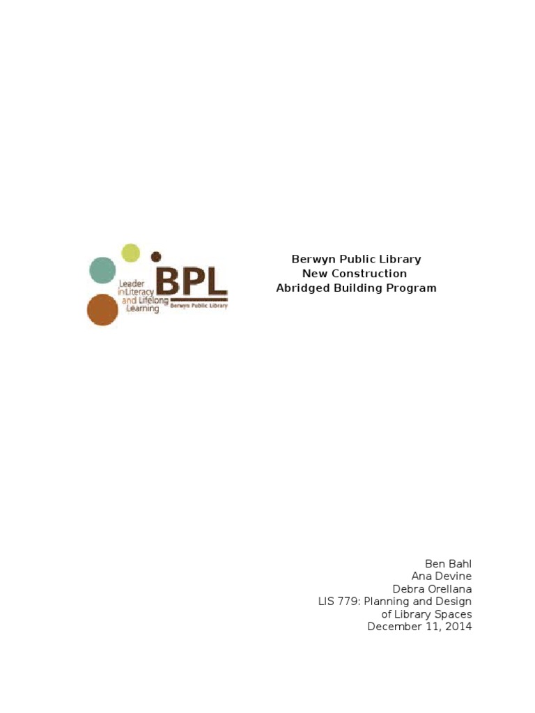 Berwyn Public Library Abridged Building Program | PDF | Lighting ...