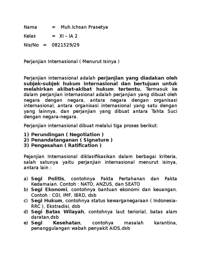 Perjanjian Internasional