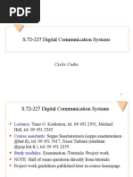 S.72-227 Digital Communication Systems: Cyclic Codes