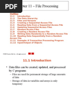 Chapter 11 - File Processing: Outline