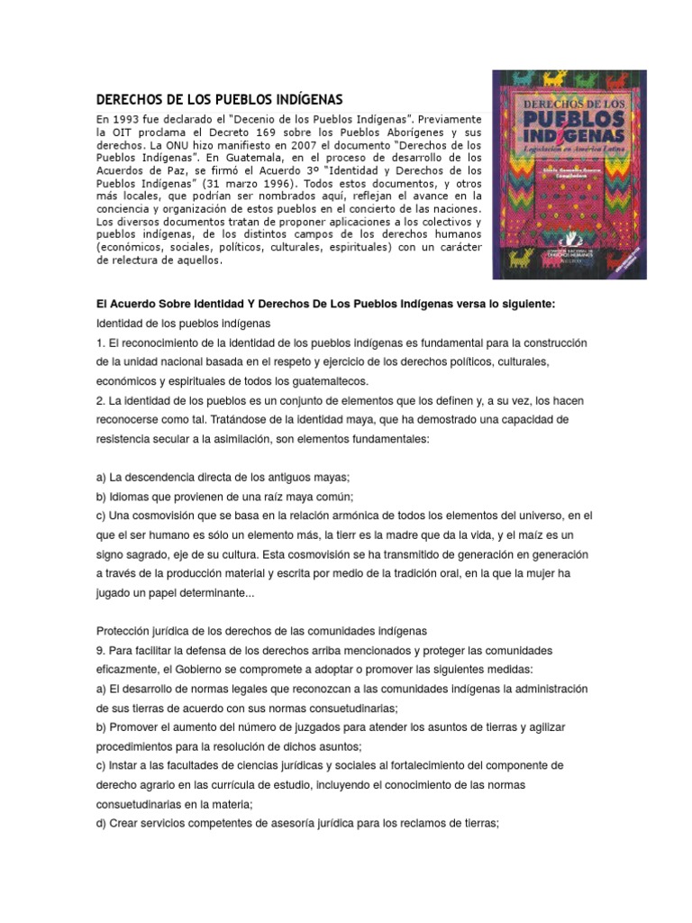 Derechos de los Pueblos Indígenas en Guatemala | PDF | Gente indígena ...