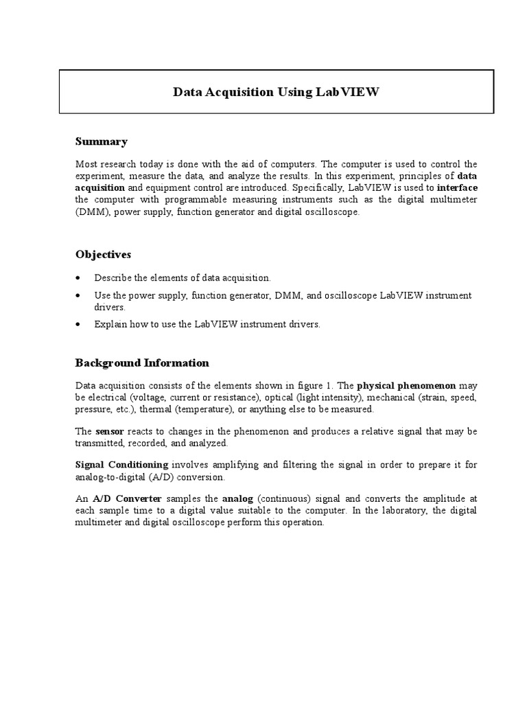 Data Acquisition Using LabVIEW PDF Data Acquisition Amplitude