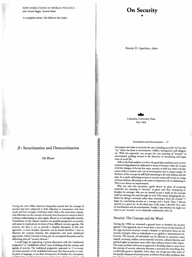 O. Waever - Securitization and Desecuritization | PDF | Security ...