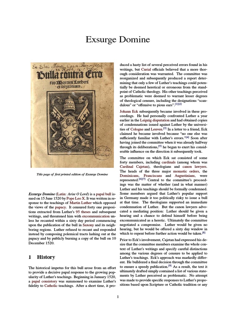 Exsurge Domine Catholic Church Catholic Theology And Doctrine
