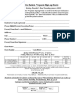 Junior Competitive Program Signup Form Spring 2015