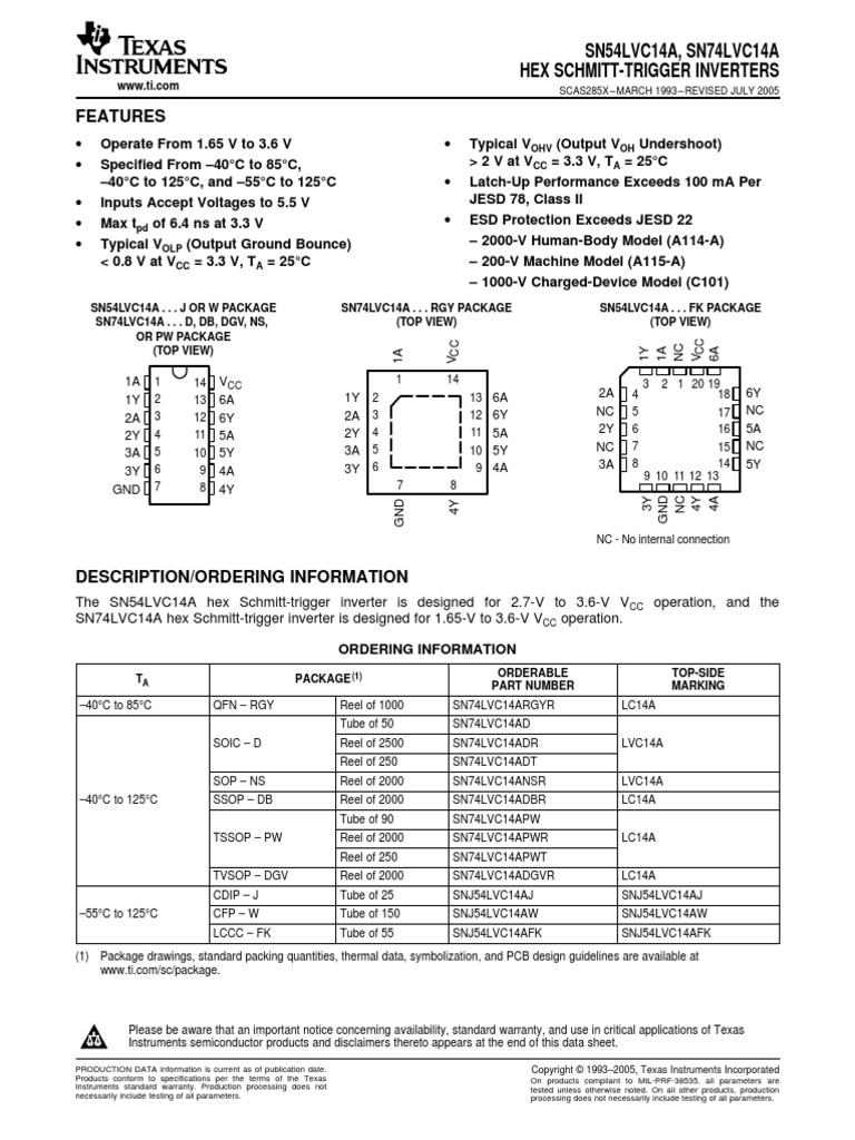 LVC14A | PDF | Electronics | Computer Engineering