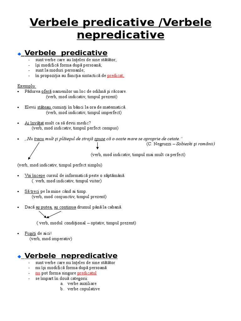 Verbele Predicative | PDF