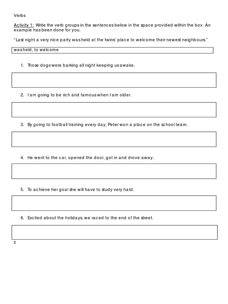 Verbs Activity | PDF | Language Arts & Discipline