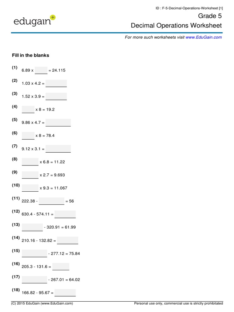 grade5 decimal operations worksheet pdf pdf