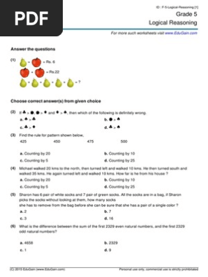 Pdf Logic Grade 5 Logic Pdf | Pdfprof.com