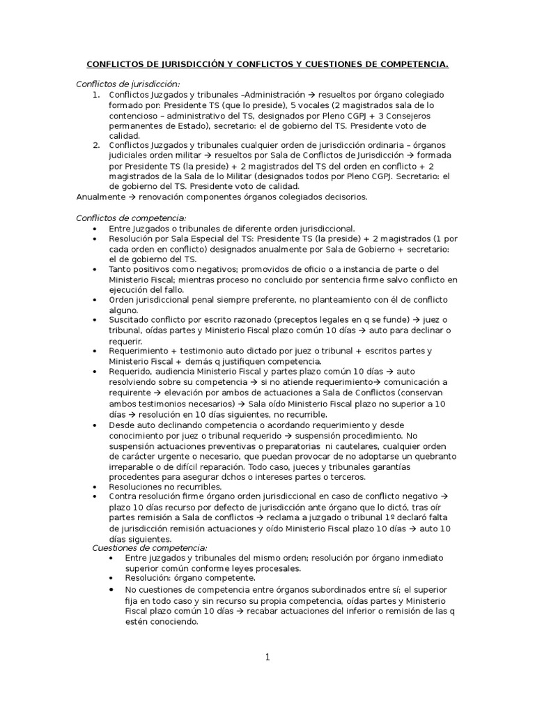 Conflictos de Jurisdiccion y Conflictos y Cuestiones de Competencia ...