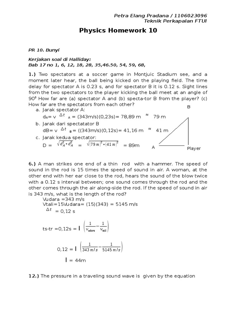 physics homework examples