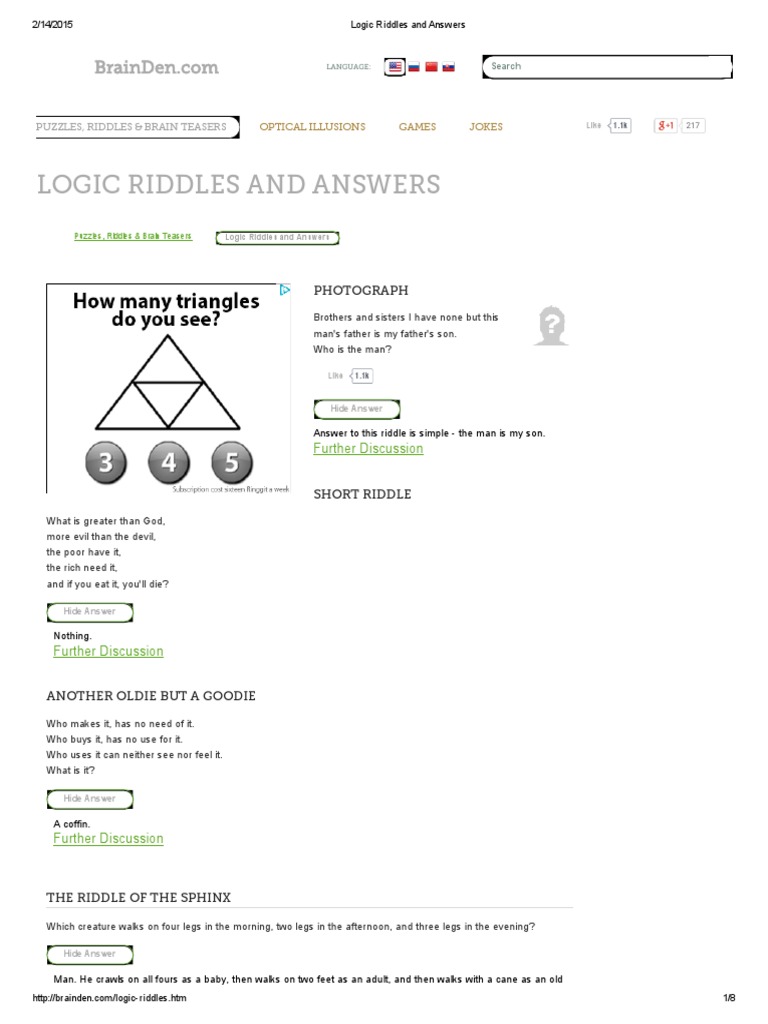 Logic Riddles and Answers | PDF | Business