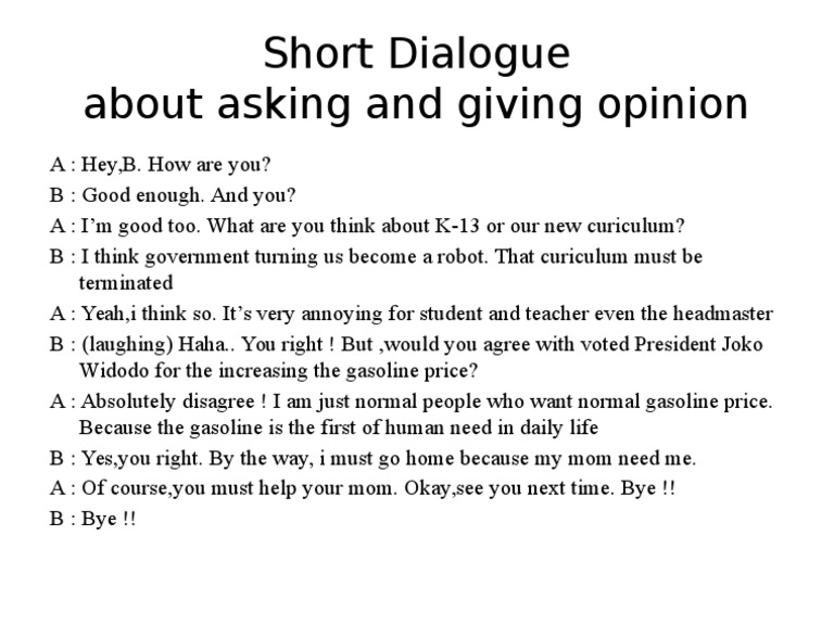 Short Dialogue on Opinions and Curriculum | PDF