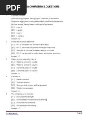 Civil Engineering Objective Type Questions And Answers Concrete Beam Structure