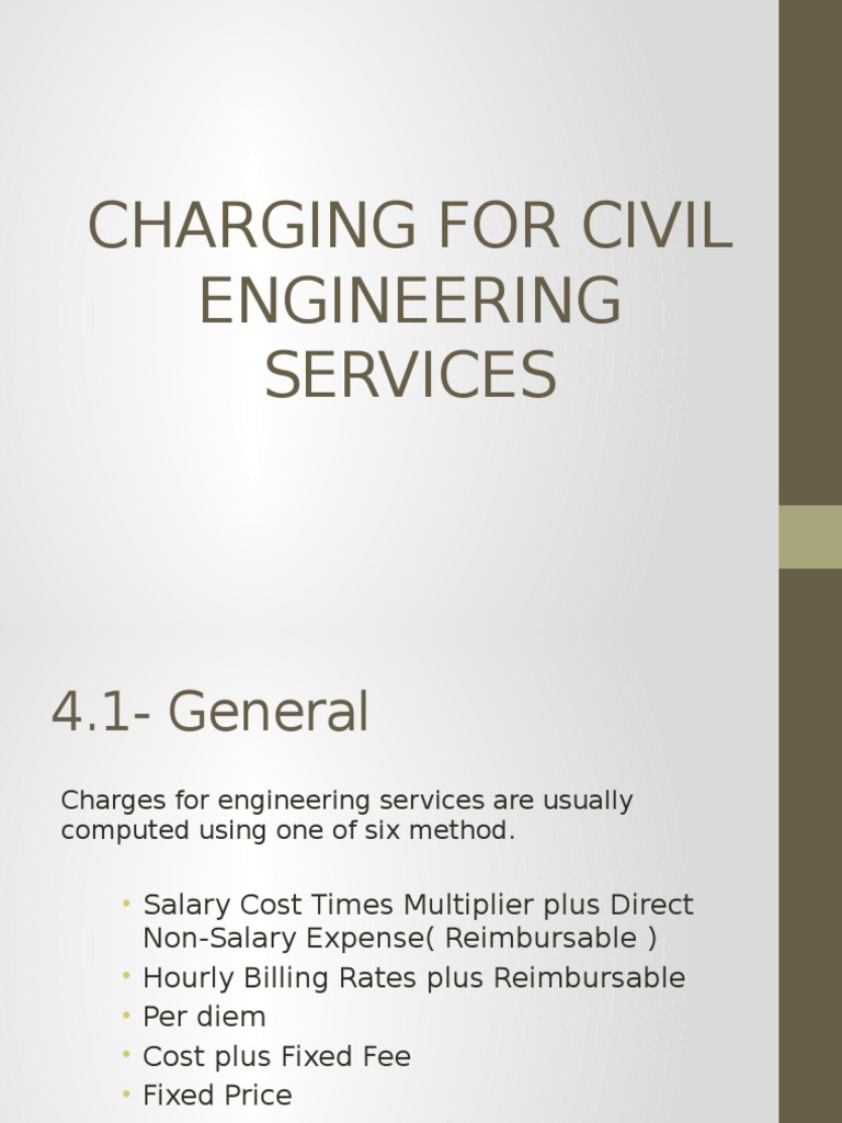 Civil Engineering Service Charge Methods | PDF | Salary | Cost