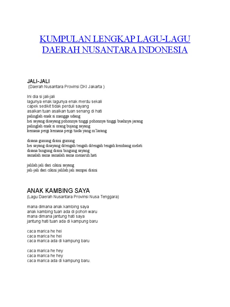  Lirik  Lagu  Mana Dimana Anak  Kambing Saya Blog Spots