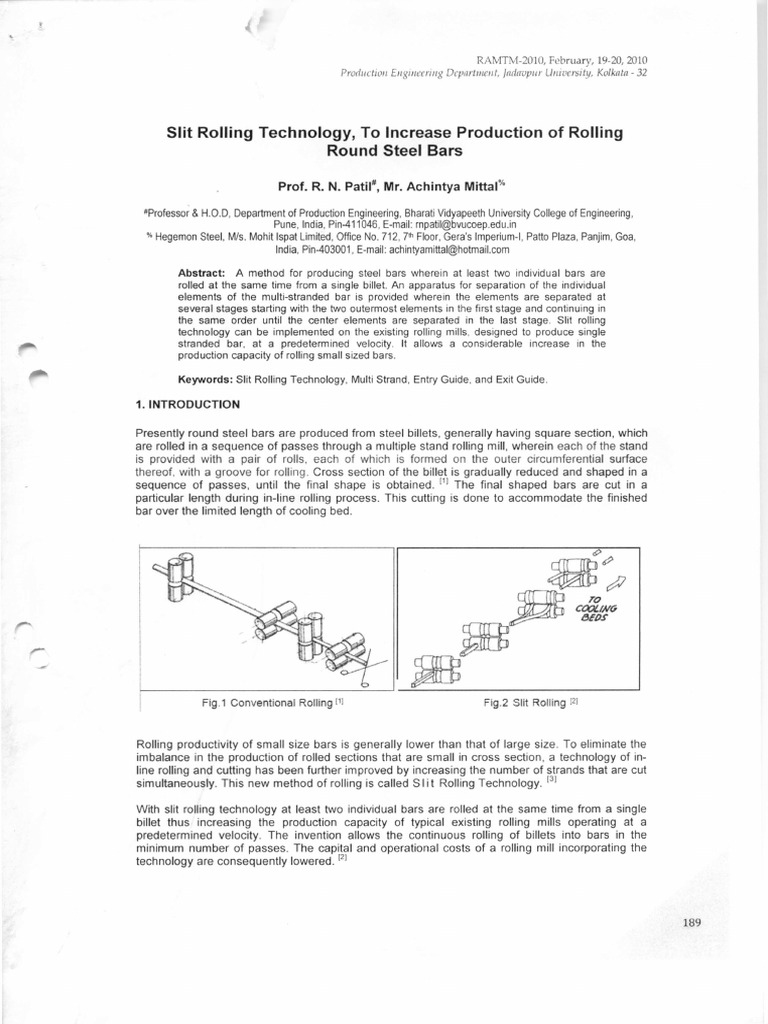 Slit Rolling Technology for Steel Bars | PDF | Rolling (Metalworking ...