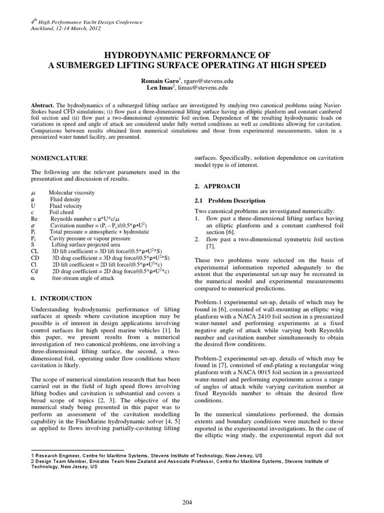 High-Speed Hydrodynamic Performance Analysis | PDF | Fluid Dynamics ...
