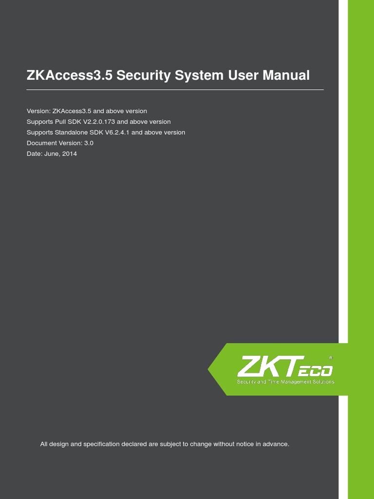 ZKAccess3.5 Security System User Manual V3.0 PDF PDF Access Control