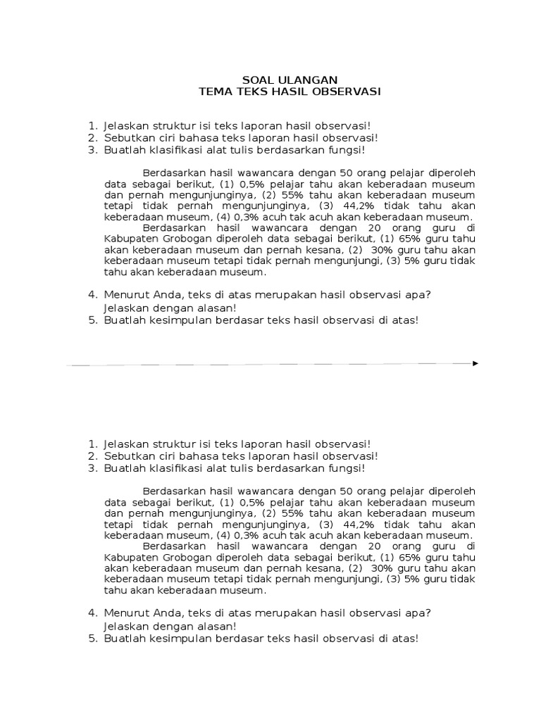 Jelaskan Struktur Teks Laporan Hasil Observasi Terkait Teks
