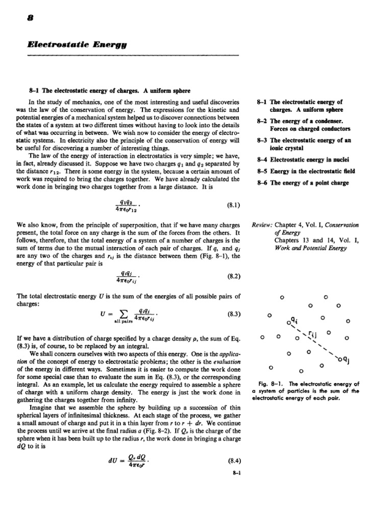 Vol 2 CH 08 - Electrostatic Energy | PDF