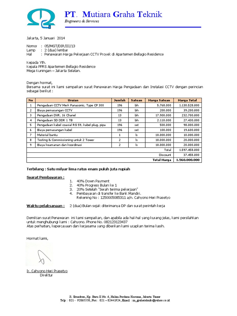 A Surat Penawaran Cctv Mgt Pdf