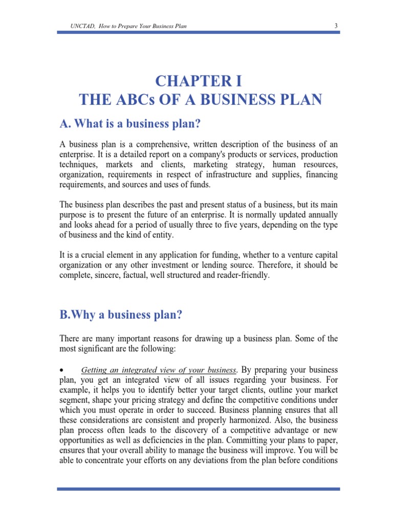 how to make chapter 3 in business plan