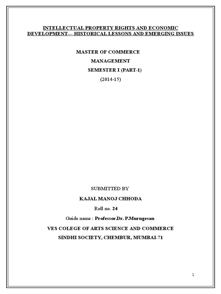 Intellectual Property Rights and Economic Development PDF Trips