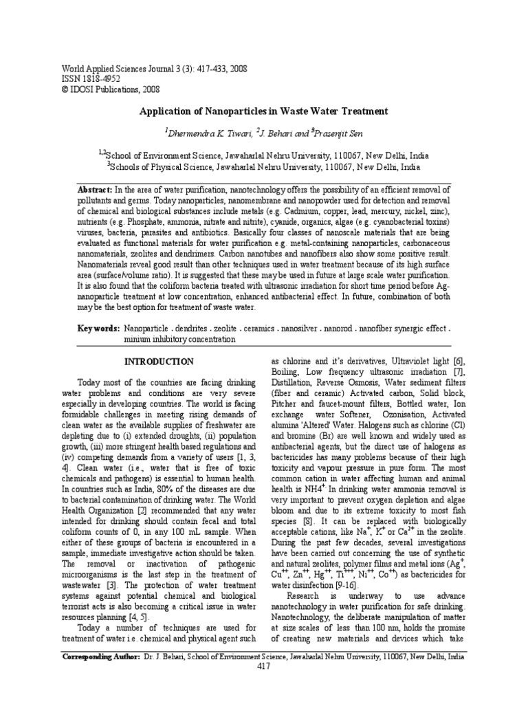 Waste Water Treatment | PDF