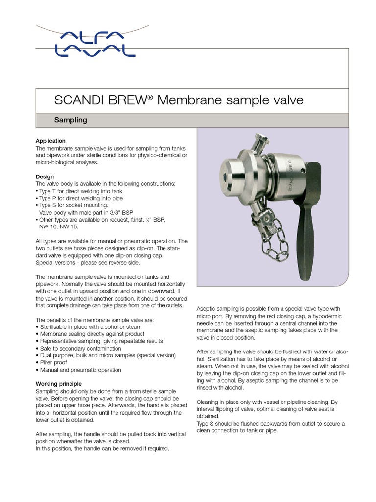 SCANDI BREW® Membrane Sample Valve | PDF | Valve | Pipe (Fluid Conveyance)