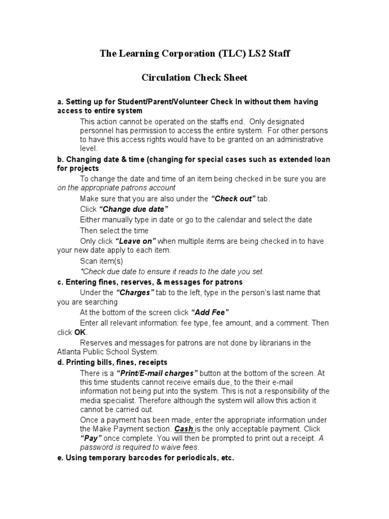 TLC LS2 Staff Circulation Guide | PDF | Career & Growth | Business