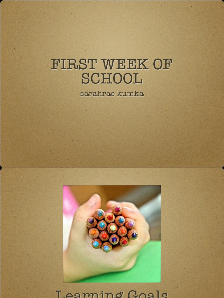 First Week of School: Learning Goals & Activities | PDF
