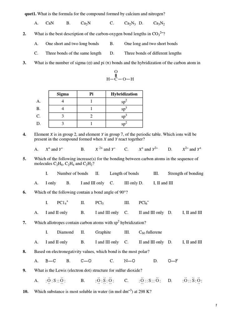 Chemical bonding review worksheet picture