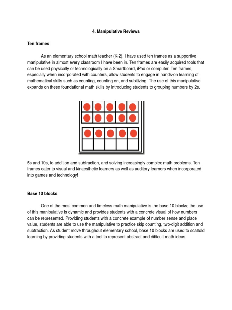 Essential Math Manipulatives for K-2 | PDF | Teaching Mathematics ...