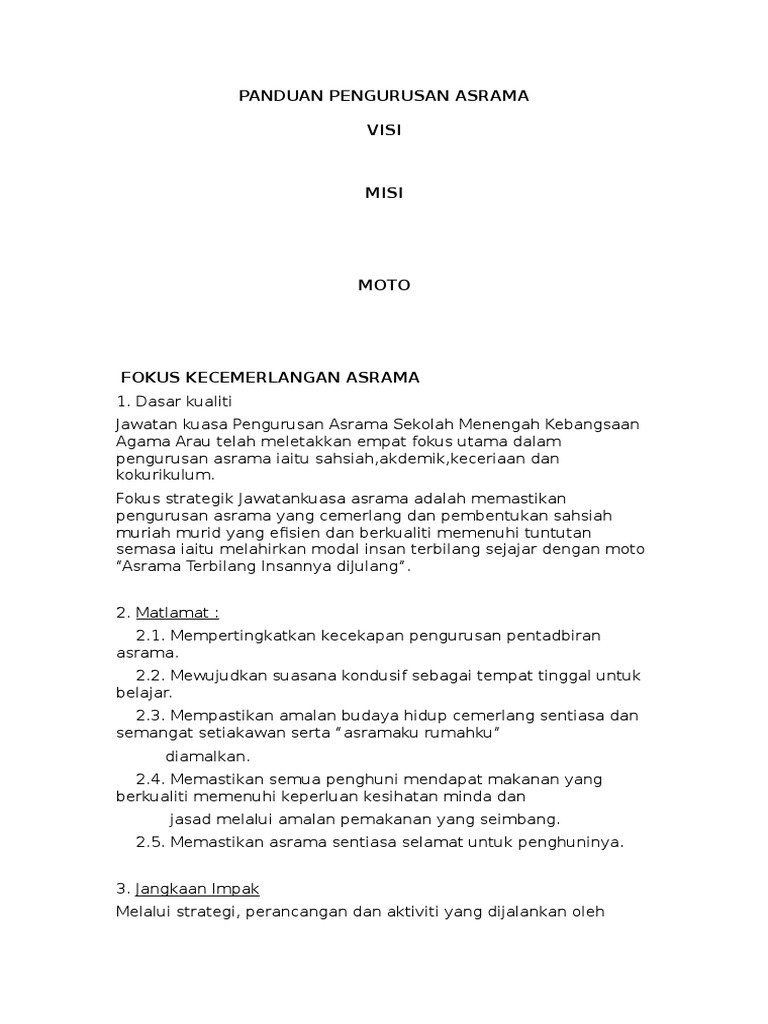 Panduan Pengurusan Asrama Sekolah Pdf