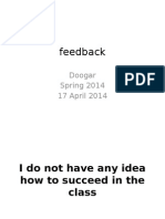 Feedback: Doogar Spring 2014 17 April 2014