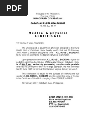 Medical Certificate