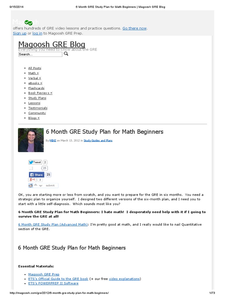 6 Month GRE Study Plan for Math Beginners _ Magoosh GRE Blog Graduate