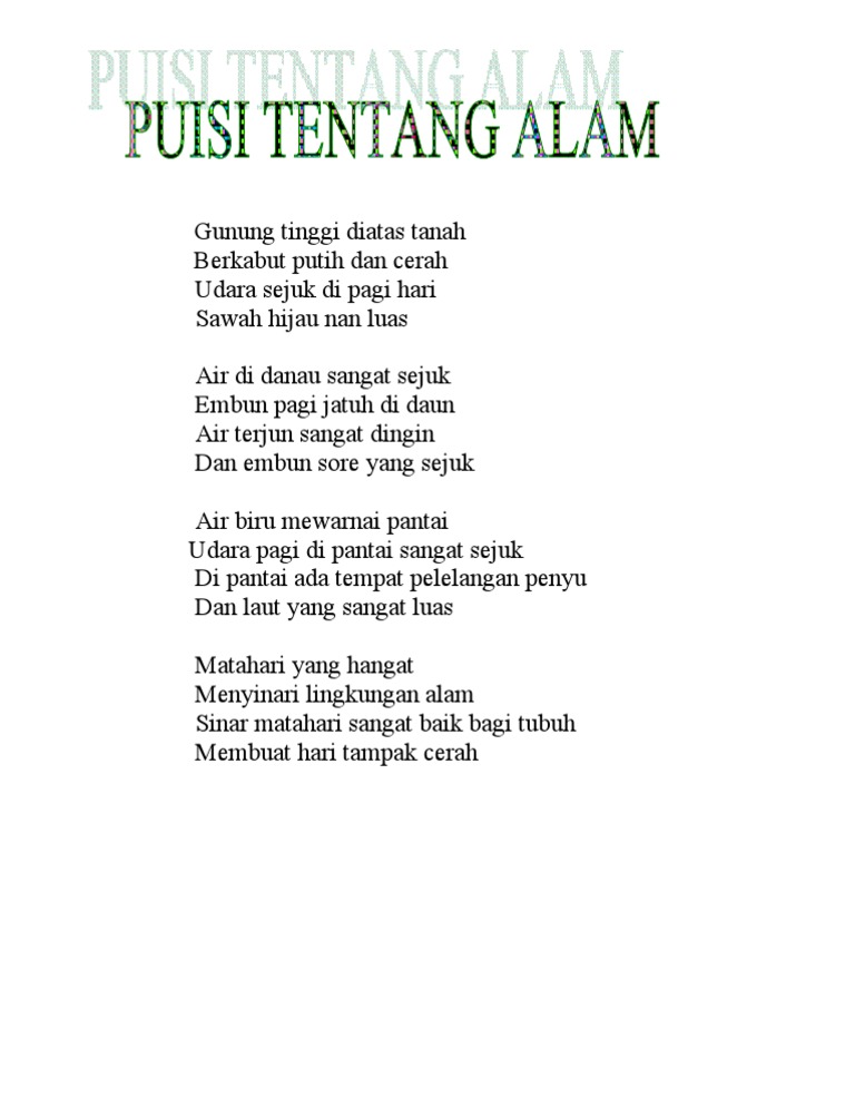 Puisi Tentang Alam