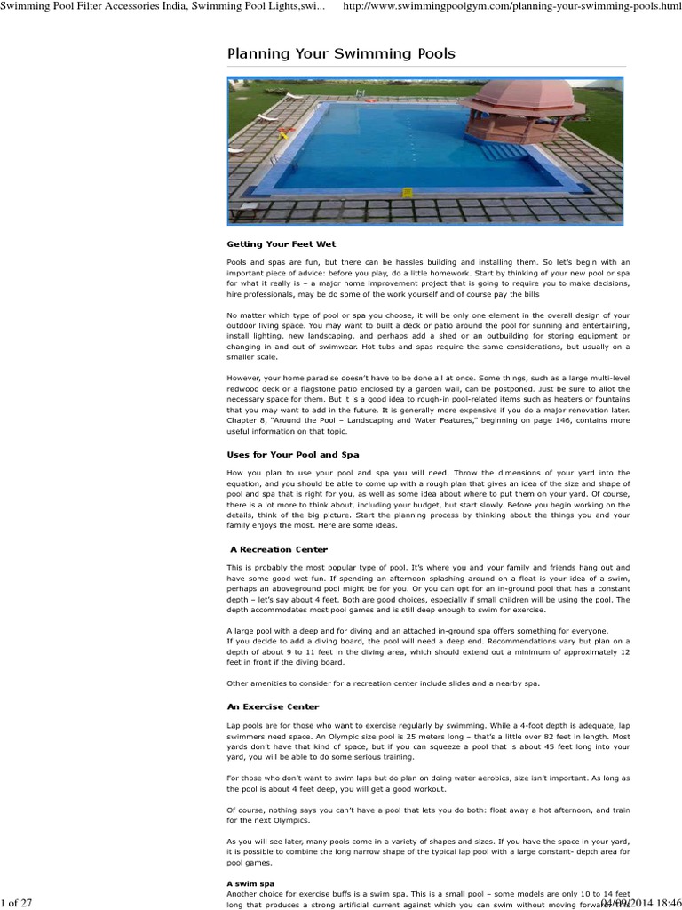 Swimming Pool Preparation PDF Swimming Pool Zoning
