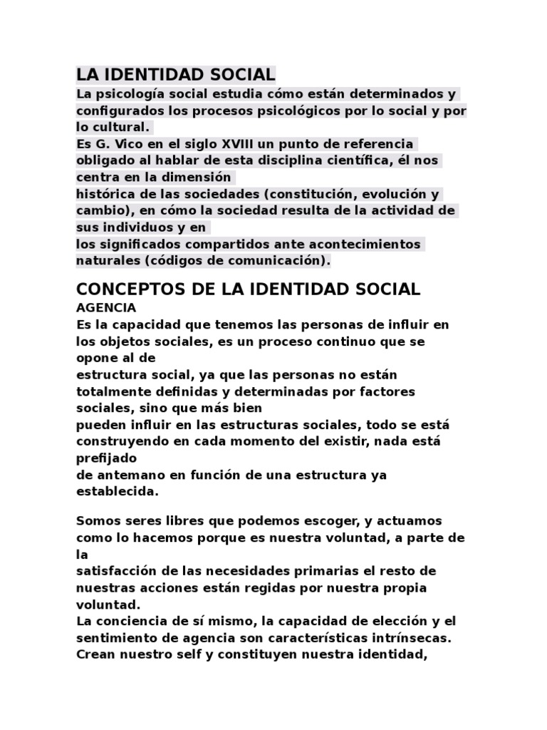 Conceptos Clave de Identidad Social | PDF | Prejuicios | Sociedad